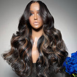 {Endofyear Clearance} Body Wave Highlights Preplucked Human Hair Lace Front Wig