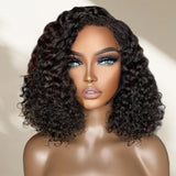 360 Lace Invisible Strap Pre-Cut 250% Density Preplucked Human Hair Bob Wig Water Wave
