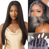 {Clearance} Glueless Air Cap Skin Melt Swiss Lace Preplucked Human Hair Closure Wigs Light Yaki
