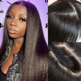 Upgraded 13x6 Fitted Cap Glueless Skin Melt Lace Front Wig Yaki Straight
