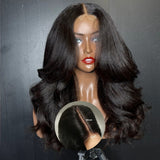 2x6 Deep Middle Part HD Skin Melt Lace Human Hair Glueless Wig Yaki Wave