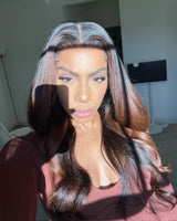 9x6/13x6 Ombre Brown Layered Light Yaki Skin Melt Lace Human Hair Lace Wavy Wig