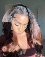 9x6/13x6 Ombre Brown Layered Light Yaki Skin Melt Lace Human Hair Lace Wavy Wig