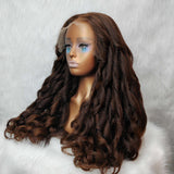 9x6/13x6 Fitted Cap Human Hair Preplucked Brown Yaki Wavy Wig