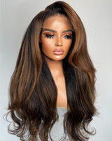 9x6/13x6 Fitted Cap Human Hair Preplucked Highlight Yaki Wavy Wig