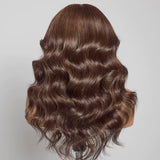 13x6 Skin Melt Lace Front Delicate Hairline Wavy Brown Wig with Bang
