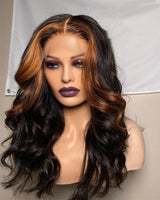 Hightlight Body Wave Precolored Human Hair Lace Front Wig