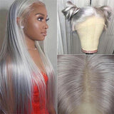 Lillian | Preplucked Silver/Grey Human Hair Lace Front Wig