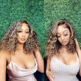 Althea | Blonde Highlight Water Wave Virgin Human Hair Bob Lace Wig