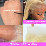 HD Lace Preplucked 613 Blonde Human Hair 3D 13x4 Full Frontal Wig