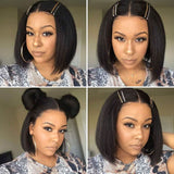 Amelia| Preplucked Virgin Human Hair 360 Bob Lace Wig |Yaki Straight