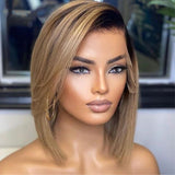 Aniyah | Ombre Honey Blonde Preplucked Human Hair Bob Lace Front Wig