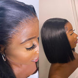 13x6 3D FULL FRONTAL Skin Melt Lace Preplucked Human Hair Lace Front Bob Wig