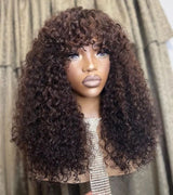 Adelina | Preplucked Virgin Human Hair Lace Wig | Curly With Bang
