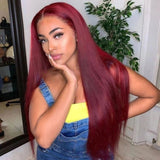Isabella 13x4 150% Burgundy Silk Straight Human Hair Wigs