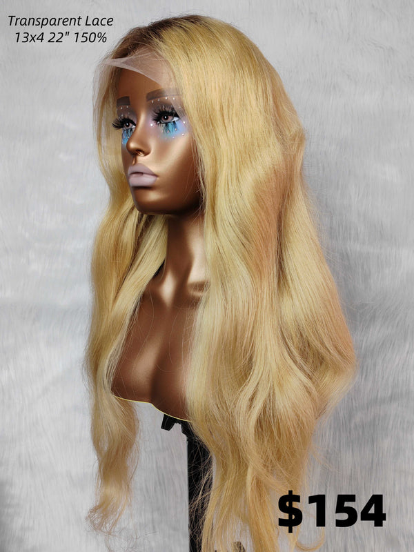 {LAST-PIECE-CLEARANCE} Highlight Blonde Human Hair Natural Wavy Lace Front Wig