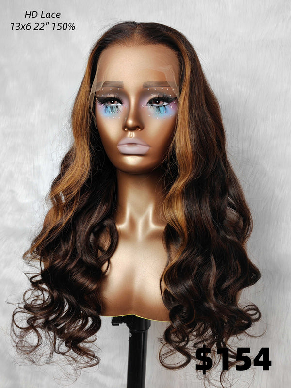 {LAST-PIECE-CLEARANCE}  HD Skin Melt Lace 13x6 Ombre Highlight Human Hair Front Wig