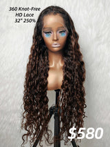 {LAST-PIECE-CLEARANCE} 360 HD 360 Lace Knot-Free Lagos Hairline Curly Edge Ombre Indian Wave Human Hair Lace Wig