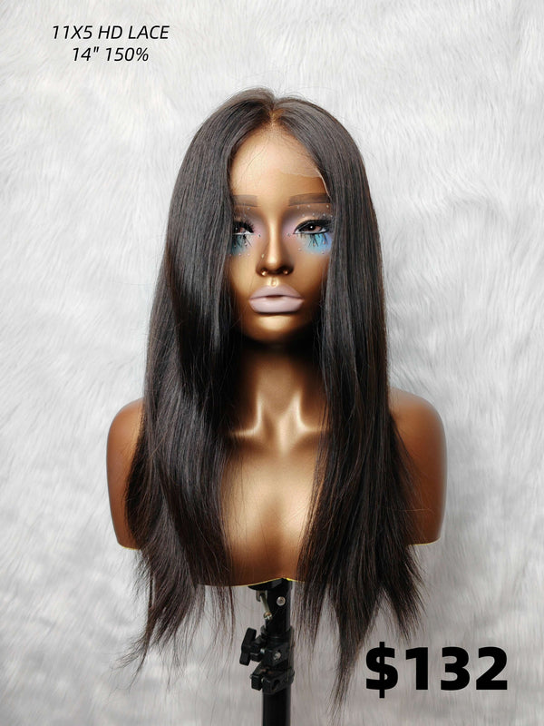 {LAST-PIECE-CLEARANCE} 11X5 Fitted Cap Skin Melt Lace Glueless Wig
