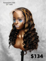 {LAST-PIECE-CLEARANCE} 13x6 Full Frontal Highlight Loose Wave Human Hair Lace Wig
