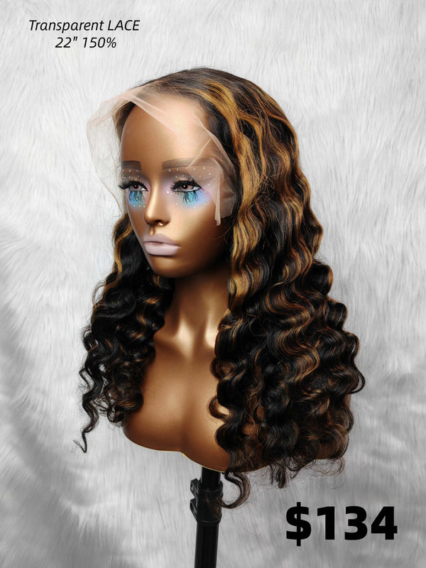 {LAST-PIECE-CLEARANCE} 13x6 Full Frontal Highlight Loose Wave Human Hair Lace Wig