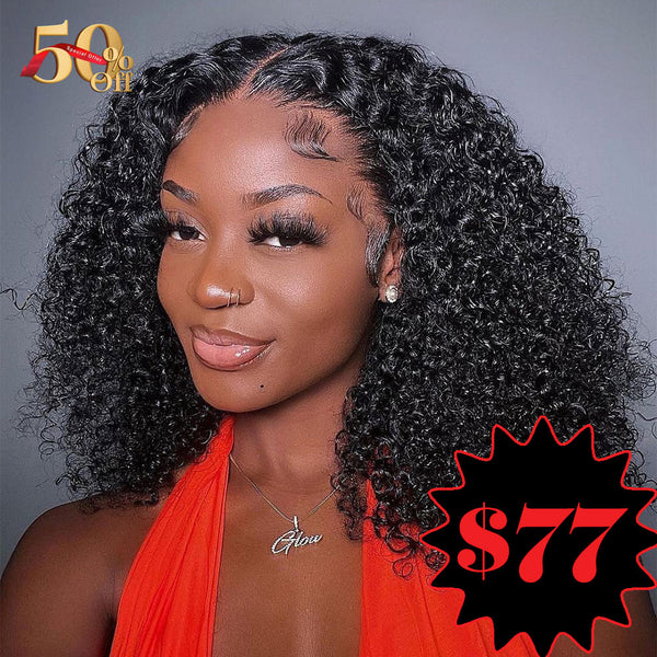 {50% Off} 13x4 Lace Front Straight Kinky Curly Bob Virgin Human Hair Wigs
