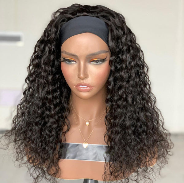Glueless Headband Wig Virgin Human Hair Water Wave