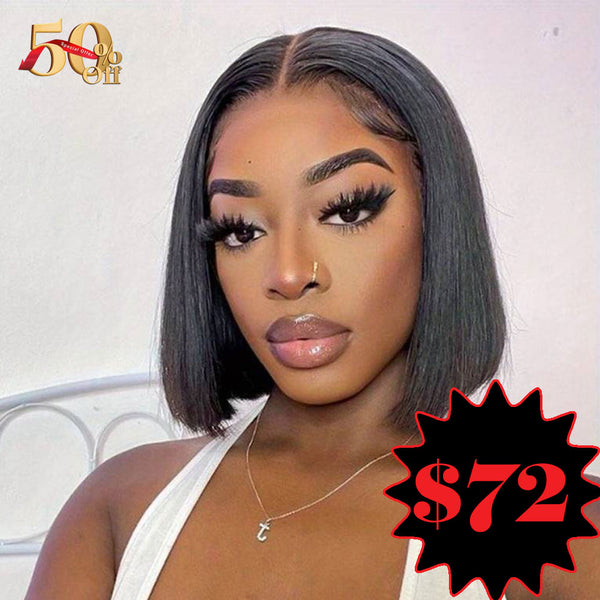 {50% Off} 13x4 Lace Front Straight BobVirgin Human Hair Wigs