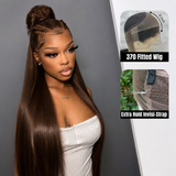 370 Fitted Cap Invisible Strap Skin Melt Lace Frontal Wig | Brown