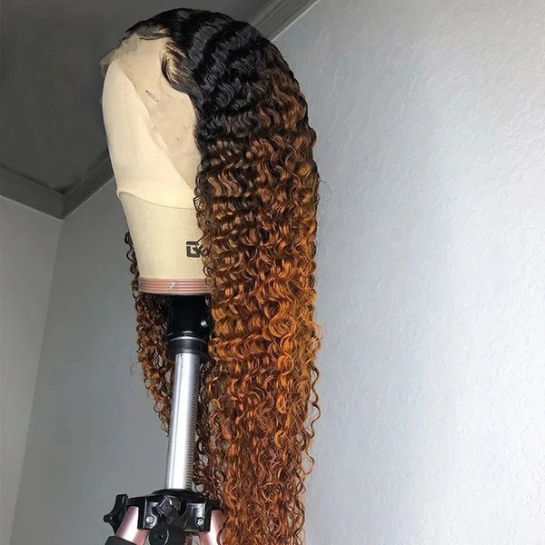 4X4/13x4 Transparent Lace Wig 250% Ombre Water Wave Human Hair Wig