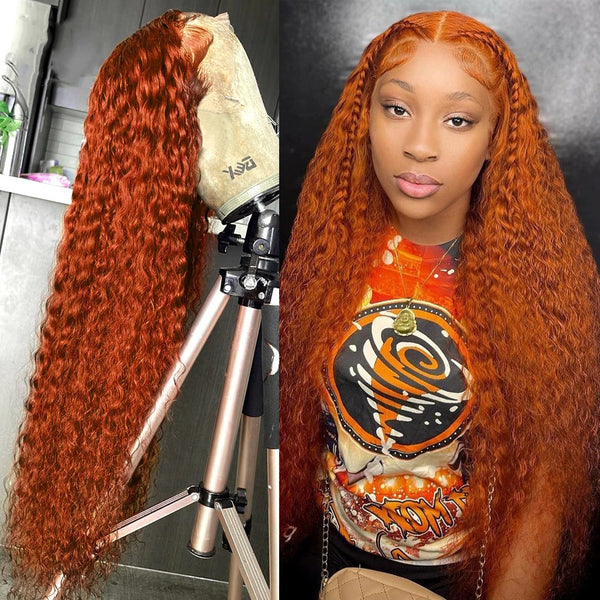 {50% Off} Precolored Ginger Orange Human Hair Lace Front Wig
