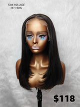 {LAST-PIECE-CLEARANCE} 13x6 Skin Melt Lace Human Hair Front Wig Straight Bob
