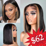 On Sale Highlight Human Hair Bob T Part Lace Wig