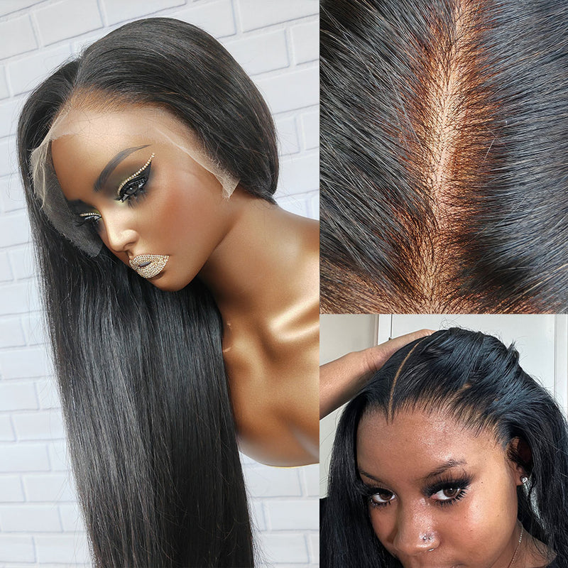 13x4 Knot-Free FULL FRONTAL HD Skin Melt Lace Preplucked Human Hair Lace Wig | Straight