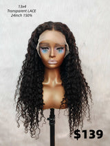 {LAST-PIECE-CLEARANCE} 13x4 Transparent Lace Human Hair Curly Wig