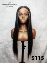 {LAST-PIECE-CLEARANCE} 13x4 Transparent Lace Fake Scalp Human Hair Front Wig Straight