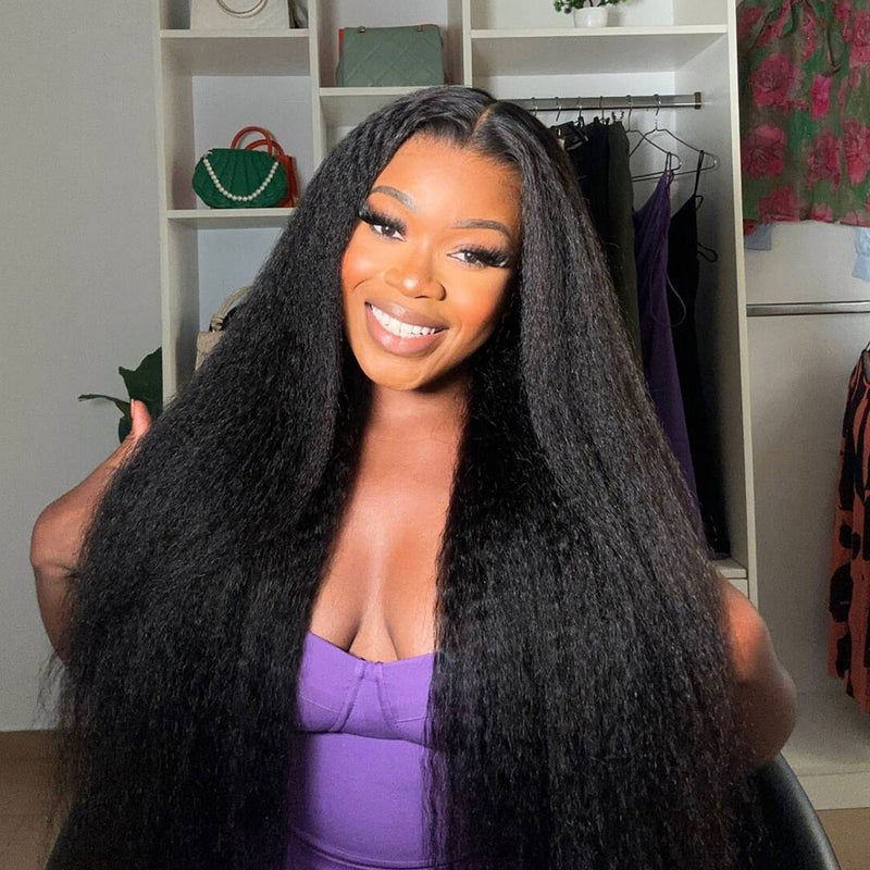 Upgraded Drawstring Dome Cap 3D Fitted Pre-Cut HD Lace Closure Wig Kinky