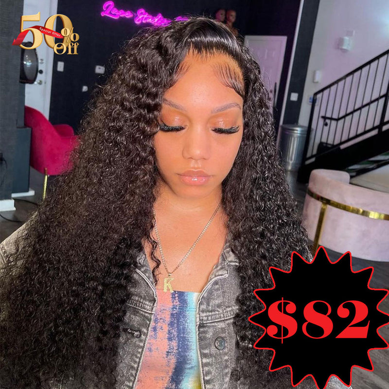 {50% Off} 13x4 Lace Front Curly Wig Virgin Human Hair Frontal Wigs