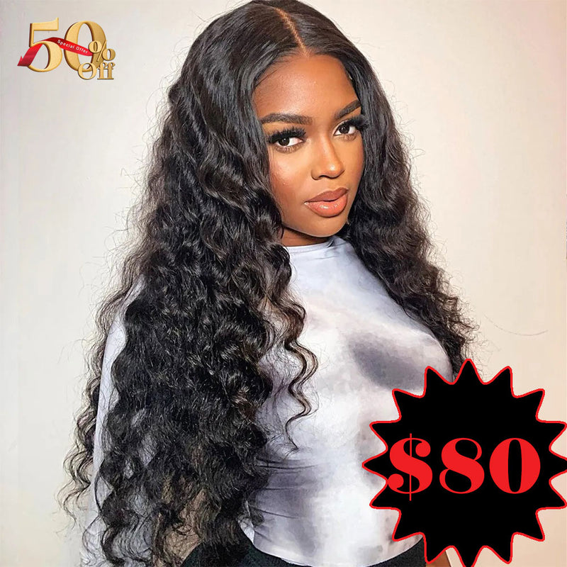 {50% Off} 13x4 Lace Front Loose Wave Wig Virgin Human Hair Frontal Wigs