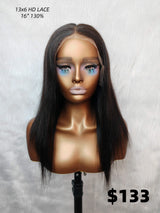 {LAST-PIECE-CLEARANCE} 13x6 Skin Melt Lace Full Frontal Human Hair Drawstring Straight Wig