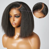 Basia | C Part Kinky Straight Prepluck Human Hair Closure Bob Lace Front Wig
