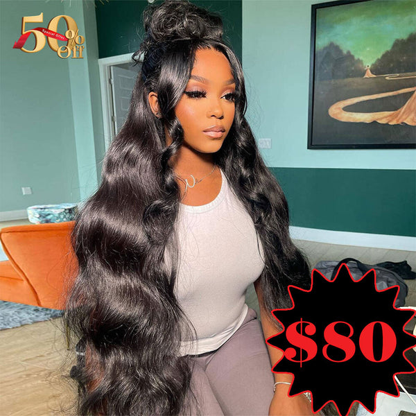 {50% Off} 13x4 Lace Front Body Wave Wig Virgin Human Hair Frontal Wigs