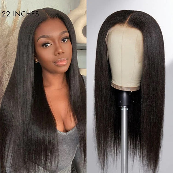 13x6 Skin Melt Lace Front Yaki Straight Human Hair Wig