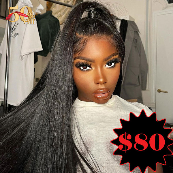 {50% Off} 13x4 Lace Front Straight Wig Virgin Human Hair Frontal Wigs