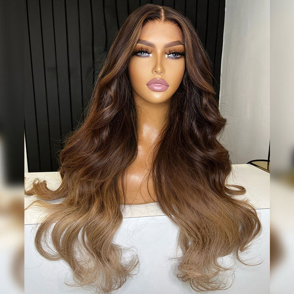 [SalonLux] 13x6 Skin Melt Lace Ombre Highlights Preplucked Human Hair Frontal Wig