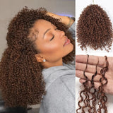 Soft Feather Crochet Braid Brown Kinky Curly Human Hair Extensions
