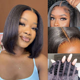 Glueless Air Cap Skin Melt Swiss Lace Preplucked Human Hair Closure Yaki Bob Wigs