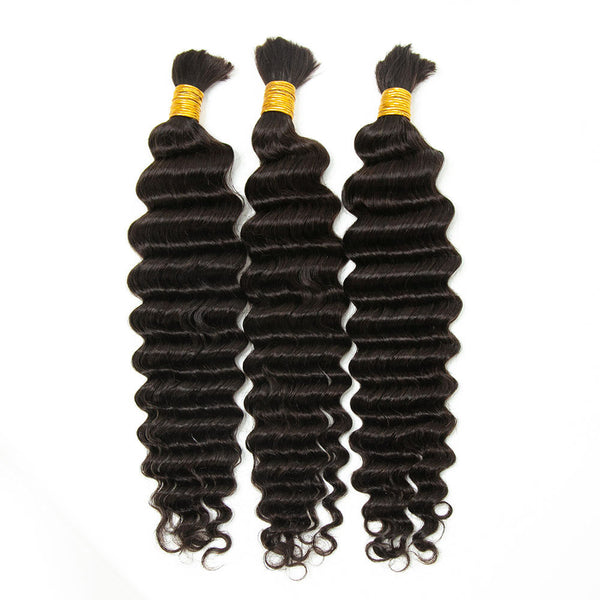 Deep Wave Bulk Hair Human Hair Extension For Boho Knotless Braiding