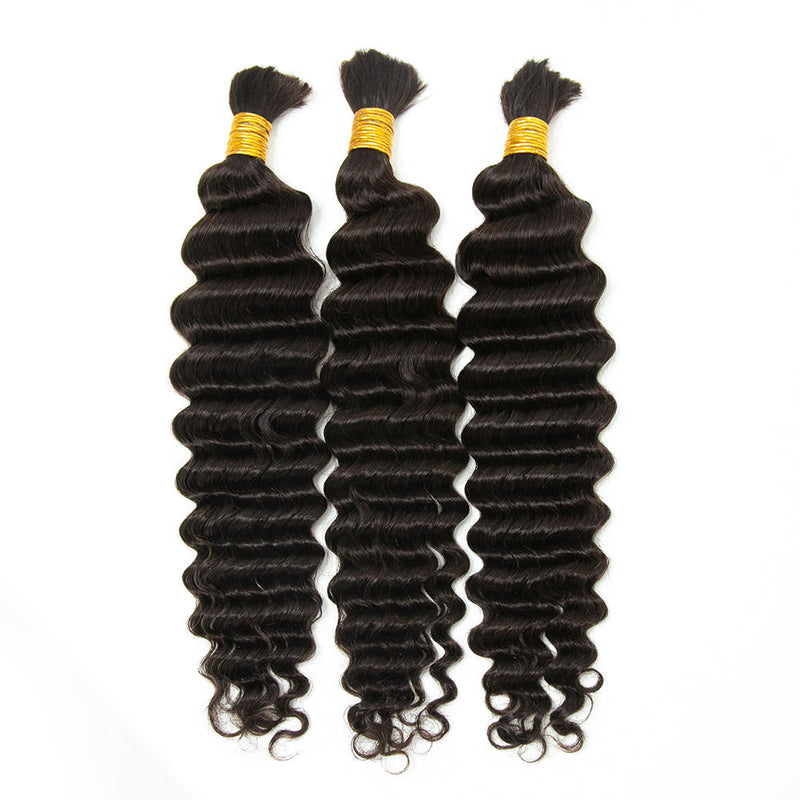 Deep Wave Bulk Hair Human Hair Extension For Boho Knotless Braiding