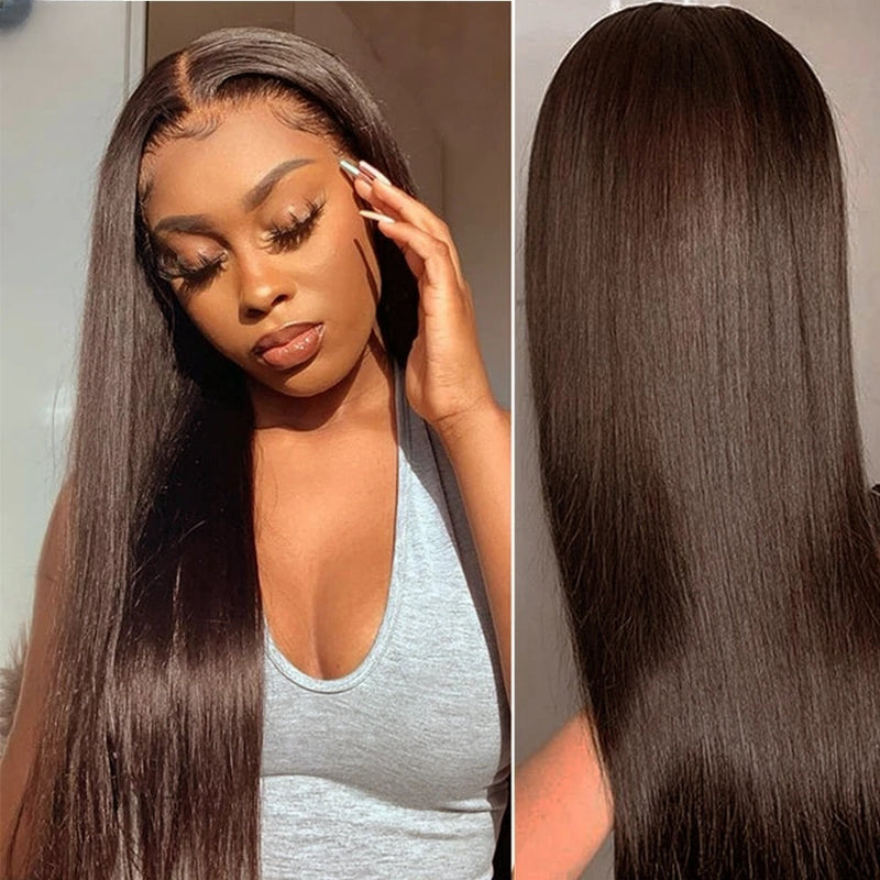 Upgraded Knot-Free 13x6 Fitted Cap Glueless Skin Melt Lace Front Wig Brown